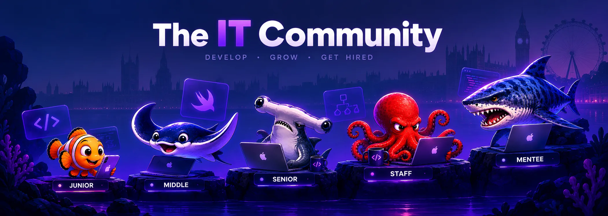 The IT Community — Develop · Grow · Get hired